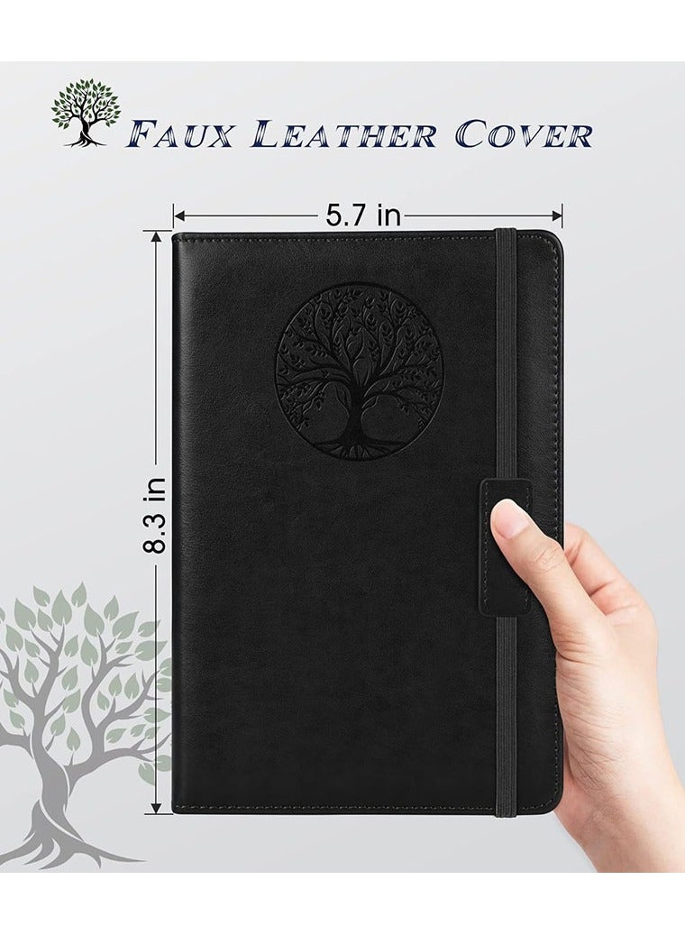 256 s Lined Notebook, A5 Hardcover Leather Journals for Men and Women to Writing,Travel, Business, Work  School,College Ruled Notebooks for Note Taking, Diary Notepad 5.7×8.3(Black) - Image 3